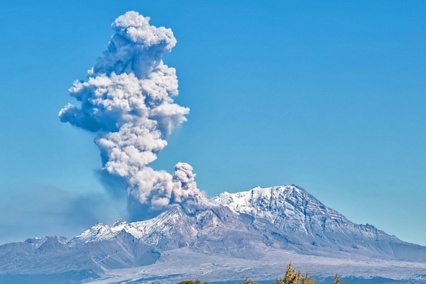 вулкан Шивелуч выбросил столб пепла